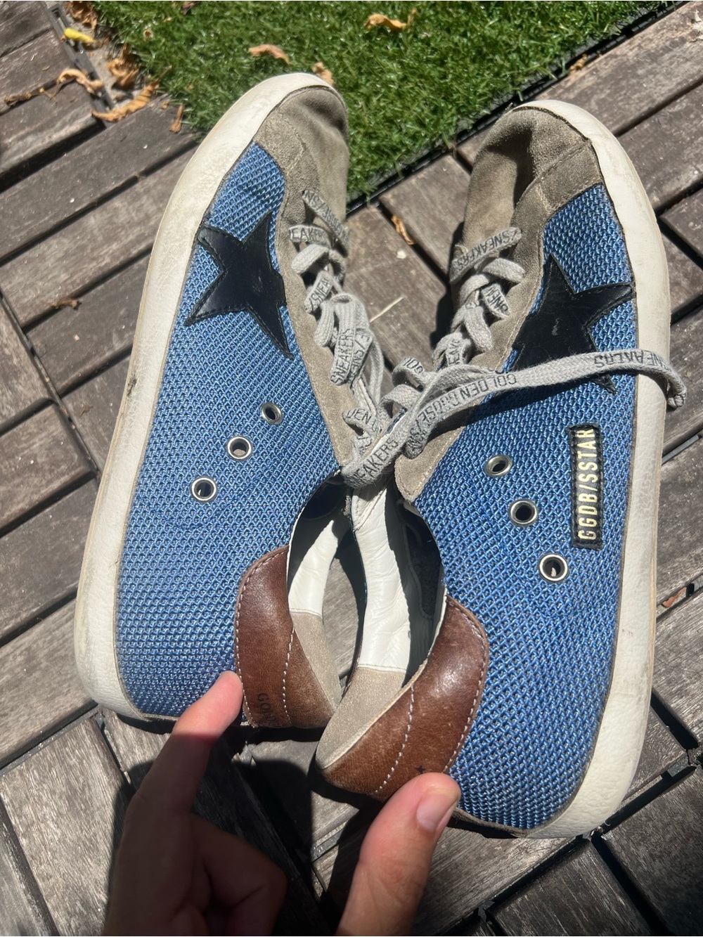 Golden Goose Men’s Blue Mesh & Gray Suede Star Sneakers size 43 - Picture 6 of 6